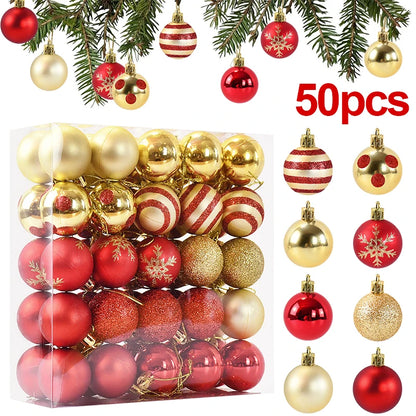 50Pcs Christmas Tree Balls Ornament Set